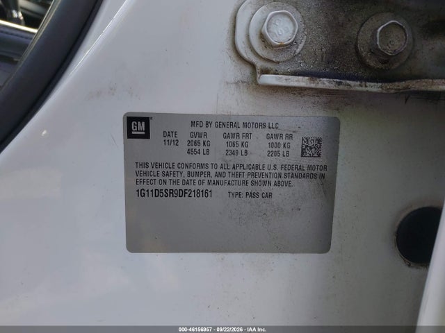 2013 Chevrolet Malibu Eco მანქანა იყიდება აუქციონზე, vin: 1G11D5SR9DF218161, აუქციონის ნომერი: 46156957