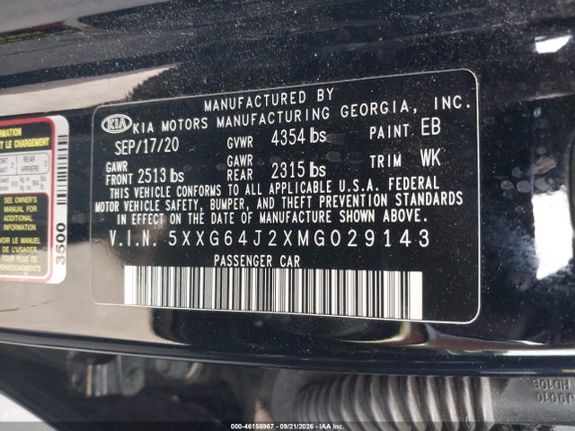 5XXG64J2XMG029143 KIA K5 Gt-line
