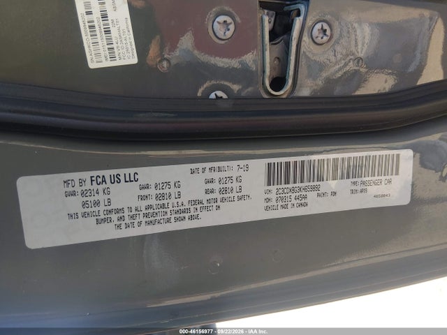 Aukcja sprzedaży 2019 Dodge Charger Sxt Rwd, vin: 2C3CDXBG3KH659892, numer aukcji: 46156977