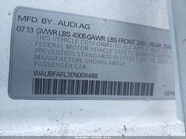 Продаж на аукціоні авто 2014 Audi A4 2.0t Premium, vin: WAUBFAFL3EN009488, номер лоту: 46156981