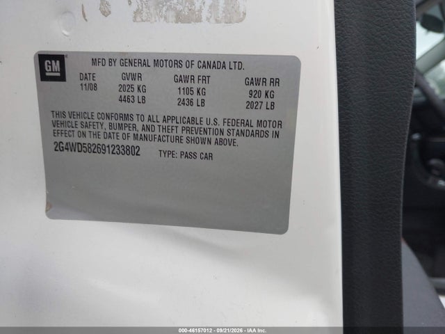 Продаж на аукціоні авто 2009 Buick Lacrosse Cxl, vin: 2G4WD582691233802, номер лоту: 46157012