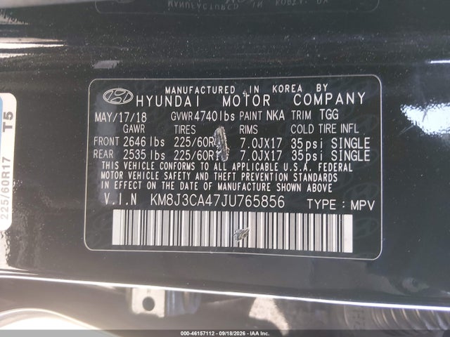 Hyundai TUCSON SEL 2018 KM8J3CA47JU765856 Image 9