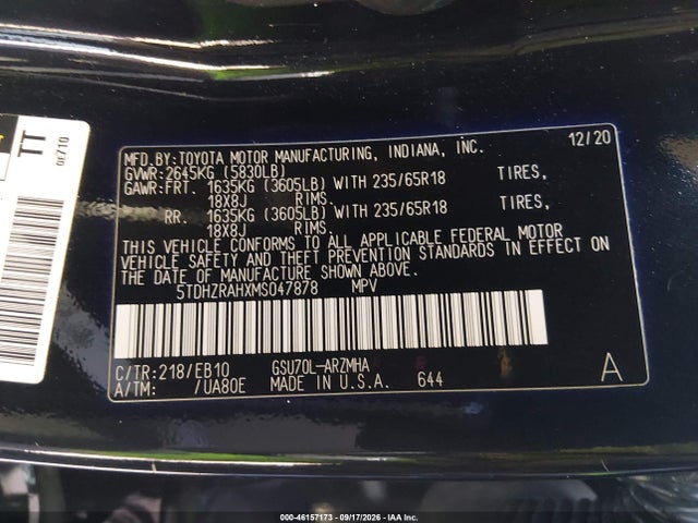 Toyota Highlander Xle 2021 5TDHZRAHXMS047878 Image 9