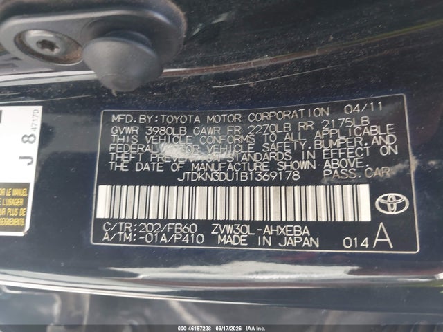 Продажа на аукционе авто 2011 Toyota Prius Two, vin: JTDKN3DU1B1369178, номер лота: 46157228