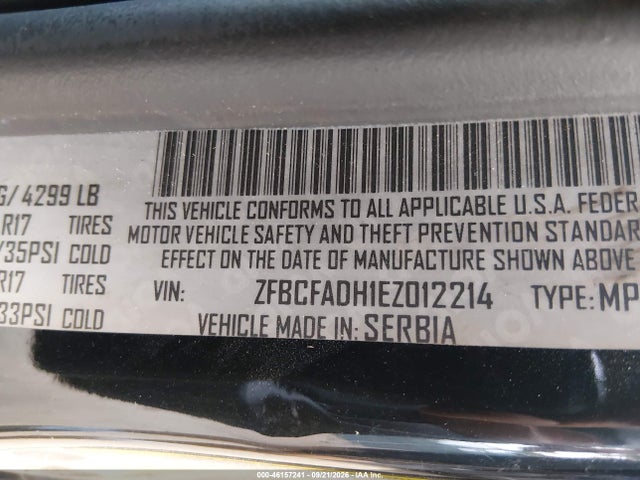 46157241 :رقم المزاد ، ZFBCFADH1EZ012214 vin ، 2014 Fiat 500l Trekking مزاد بيع
