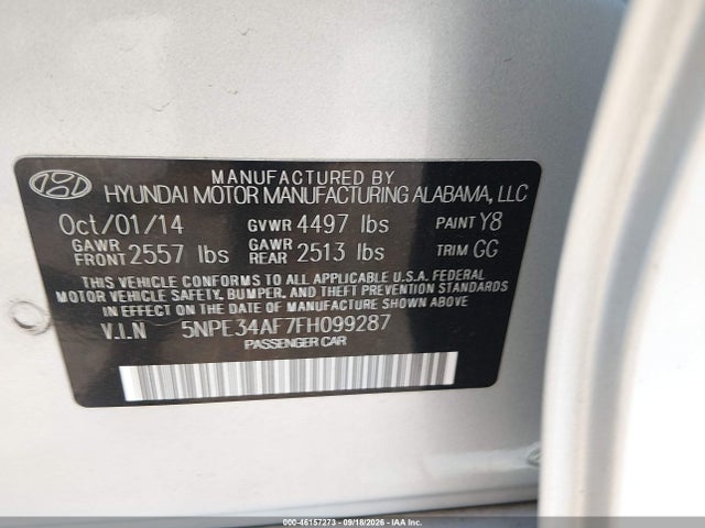 Продажа на аукционе авто 2015 Hyundai Sonata Sport, vin: 5NPE34AF7FH099287, номер лота: 46157273