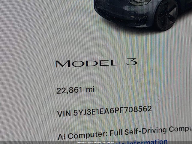 Продаж на аукціоні авто 2023 Tesla Model 3 Rear-wheel Drive, vin: 5YJ3E1EA6PF708562, номер лоту: 46157295