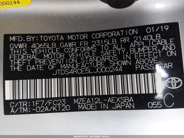 Aukcja sprzedaży 2020 Toyota Corolla Se, vin: JTDS4RCE5LJ000244, numer aukcji: 46157315