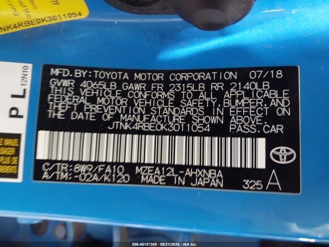 Продаж на аукціоні авто 2019 Toyota Corolla Se, vin: JTNK4RBE0K3011054, номер лоту: 46157389