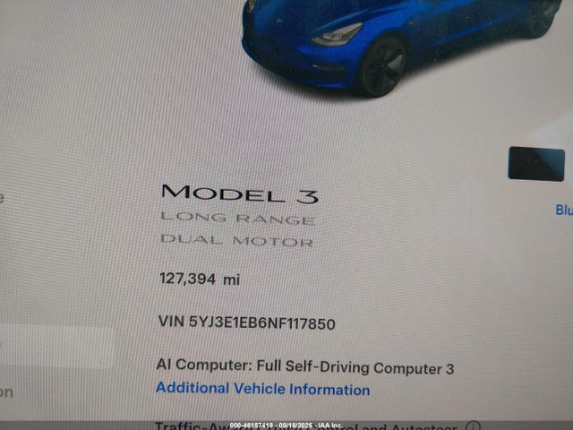 Tesla Model 3 Long Range 2022 5YJ3E1EB6NF117850 Image 14