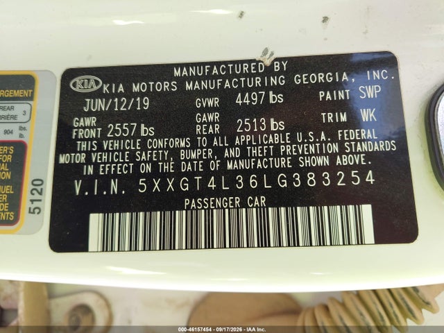 KIA Optima Lx 2020 5XXGT4L36LG383254 Image 9