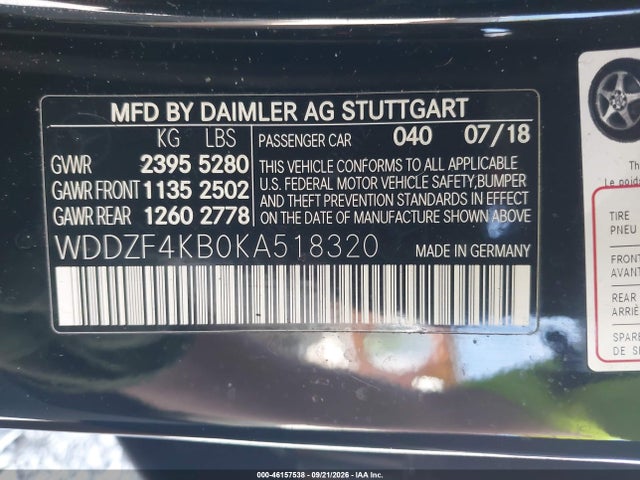 Aukcja sprzedaży 2019 Mercedes-benz E 300 4matic, vin: WDDZF4KB0KA518320, numer aukcji: 46157538