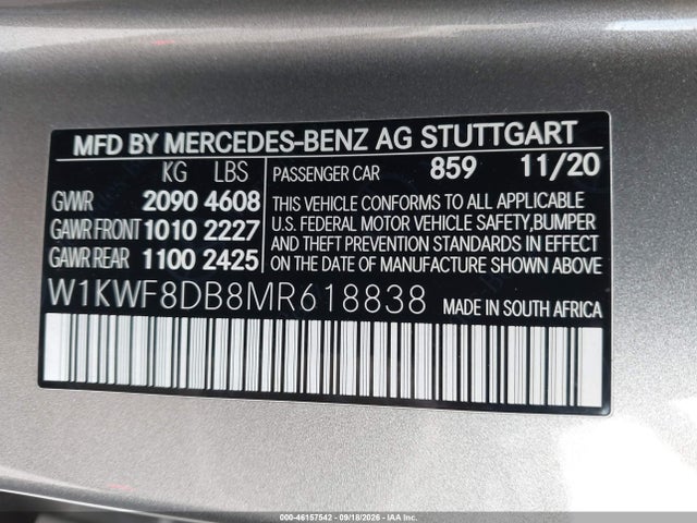 Продажа на аукционе авто 2021 Mercedes-benz C 300 Sedan, vin: W1KWF8DB8MR618838, номер лота: 46157542
