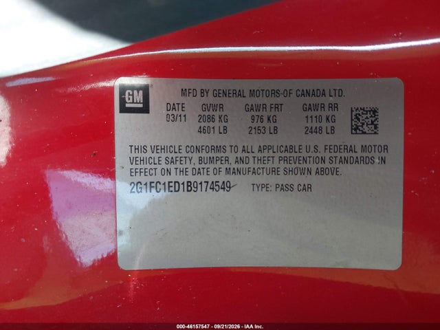 Продаж на аукціоні авто 2011 Chevrolet Camaro 2lt, vin: 2G1FC1ED1B9174549, номер лоту: 46157547