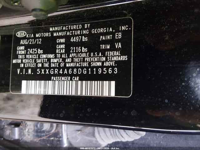 Продажа на аукционе авто 2013 Kia Optima Sx, vin: 5XXGR4A68DG119563, номер лота: 46157572