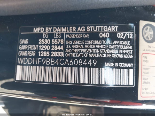 Aukcja sprzedaży 2012 Mercedes-benz E 550 4matic, vin: WDDHF9BB4CA608449, numer aukcji: 46157609