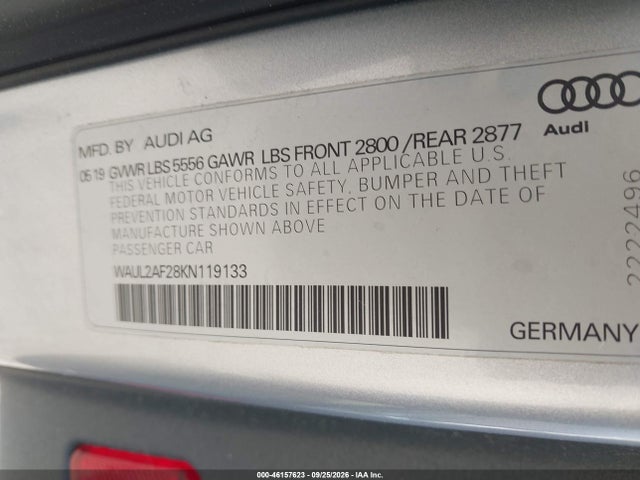 Продаж на аукціоні авто 2019 Audi A6 55 Premium, vin: WAUL2AF28KN119133, номер лоту: 46157623