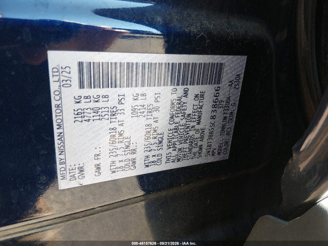 46157626 :رقم المزاد ، 5N1BT3BB5SC838666 vin ، 2025 Nissan Rogue Sv Intelligent Awd مزاد بيع