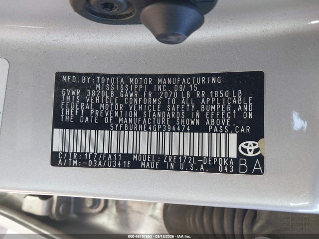 5YFBURHE4GP394474 Toyota COROLLA L
