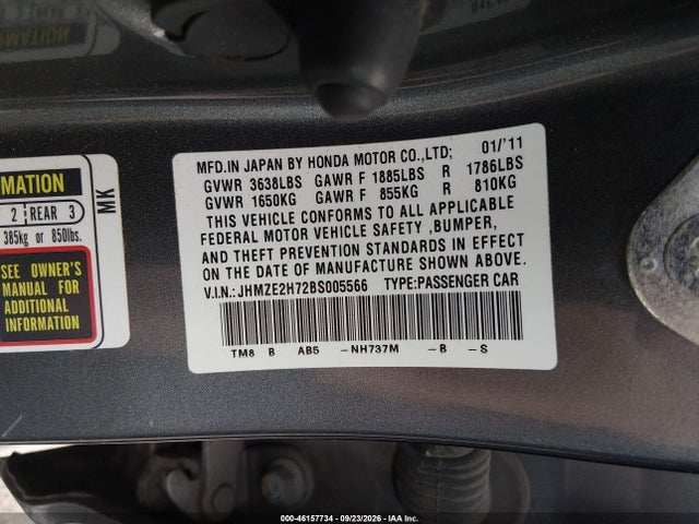 Aukcja sprzedaży 2011 Honda Insight Ex, vin: JHMZE2H72BS005566, numer aukcji: 46157734
