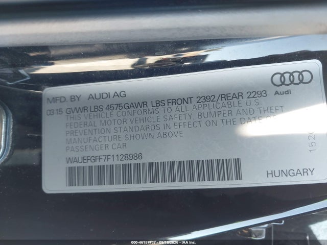Продажа на аукционе авто 2015 Audi A3 2.0t Premium, vin: WAUEFGFF7F1128986, номер лота: 46157737
