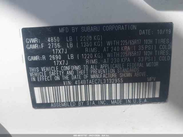 Subaru Outback Premium 2020 4S4BTAEC7L3132955 Image 9