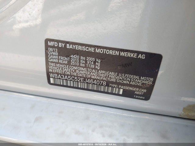 Auction sale of the 2014 Bmw 328i, vin: WBA3A5C52EJ464078, lot number: 46157814