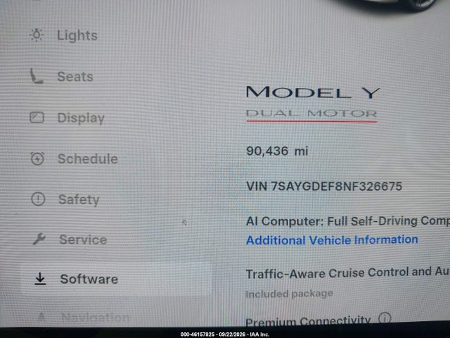 7SAYGDEF8NF326675 Tesla Model Y Performance Dual Motor All-wheel Drive