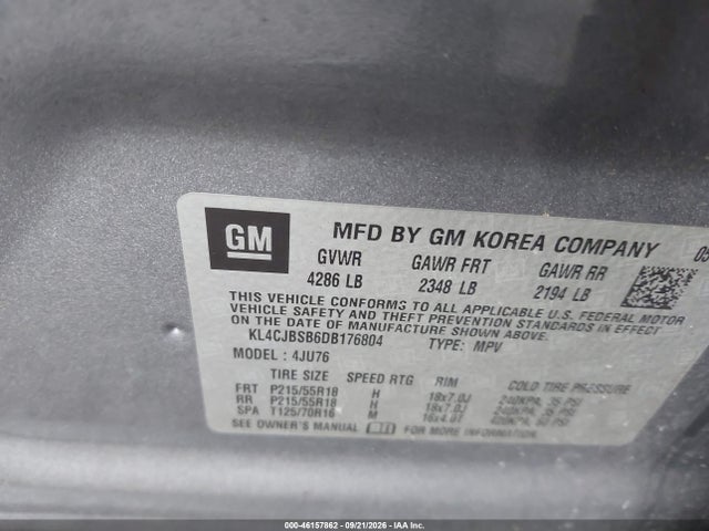 46157862 :رقم المزاد ، KL4CJBSB6DB176804 vin ، 2013 Buick Encore Convenience مزاد بيع