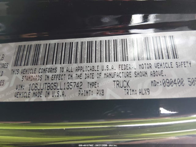 46157907 :رقم المزاد ، 1C6JJTBG5LL135742 vin ، 2020 Jeep Gladiator Rubicon 4x4 مزاد بيع