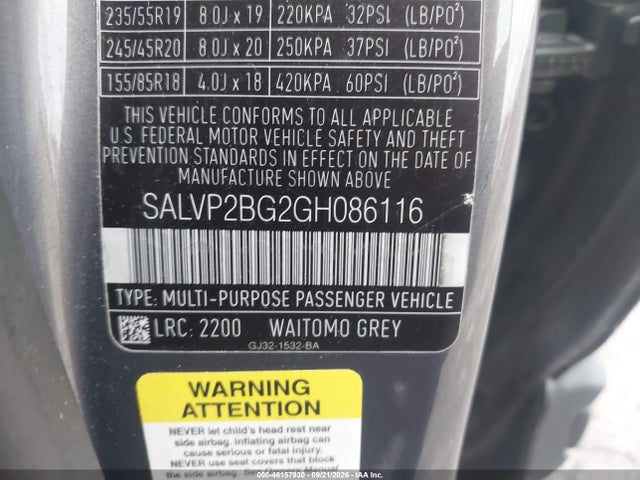 Aukcja sprzedaży 2016 Land Rover Range Rover Evoque Se/se Premium, vin: SALVP2BG2GH086116, numer aukcji: 46157930