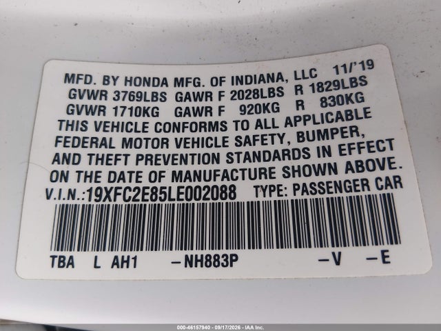 Honda Civic Sport 2020 19XFC2E85LE002088 Image 9
