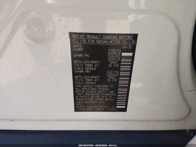 Nissan ROGUE SV 2016 KNMAT2MT2GP602251 Image 9