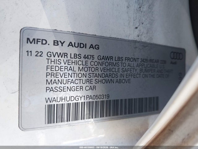 46158003 :رقم المزاد ، WAUHUDGY1PA050319 vin ، 2023 Audi A3 Premium Plus 40 Tfsi Quattro S Tronic مزاد بيع