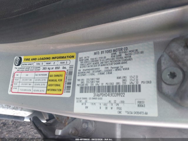 Продаж на аукціоні авто 2014 Ford Fusion Se, vin: 3FA6P0HD4ER339922, номер лоту: 46158035