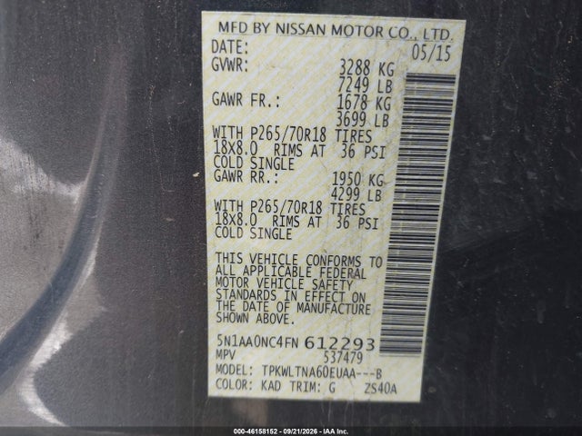 Aukcja sprzedaży 2015 Nissan Armada Platinum/sl/sv, vin: 5N1AA0NC4FN612293, numer aukcji: 46158152