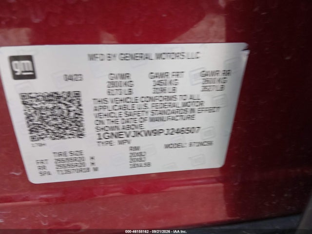 Продаж на аукціоні авто 2023 Chevrolet Traverse Awd Rs, vin: 1GNEVJKW9PJ246507, номер лоту: 46158162