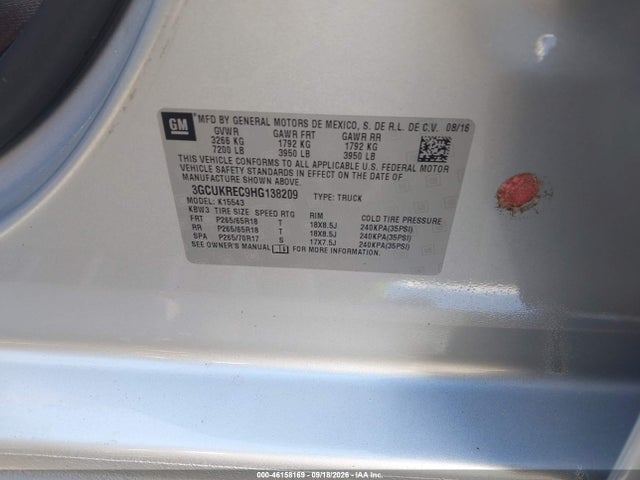3GCUKREC9HG138209 Chevrolet Silverado 1500 1lt