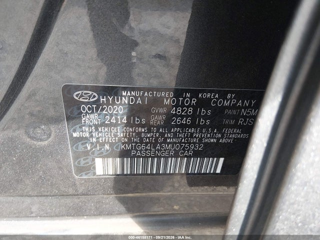 46158171 :رقم المزاد ، KMTG64LA3MU075932 vin ، 2021 Genesis G70 2.0t Awd مزاد بيع
