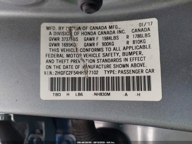Honda Civic Lx 2017 2HGFC2F54HH517102 Image 17