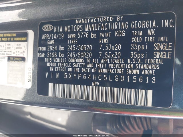 KIA Telluride S 2020 5XYP64HC5LG015613 Image 9