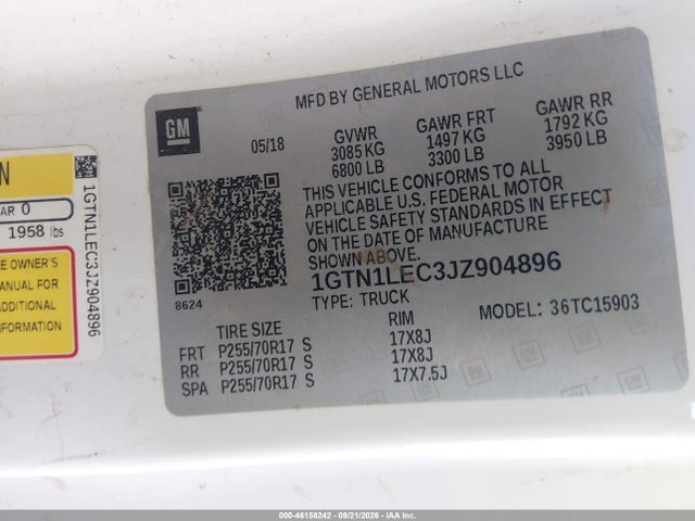 GMC SIERRA 1500 2018 1GTN1LEC3JZ904896 Image 9