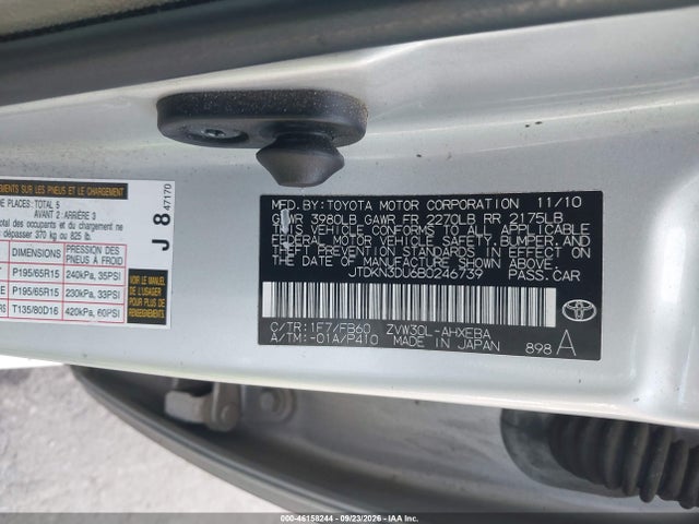 46158244 :رقم المزاد ، JTDKN3DU6B0246739 vin ، 2011 Toyota Prius Two مزاد بيع