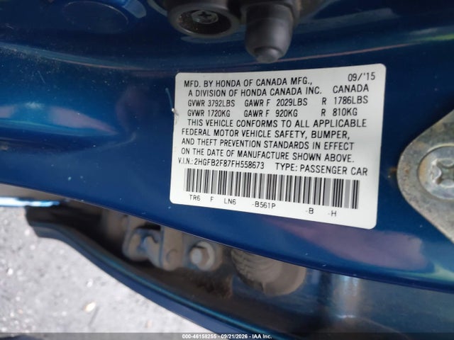 Honda CIVIC EX 2015 2HGFB2F87FH558673 Image 9