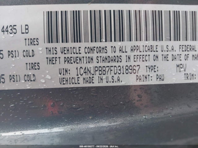 Продажа на аукционе авто 2015 Jeep Patriot Sport, vin: 1C4NJPBB7FD318967, номер лота: 46158277