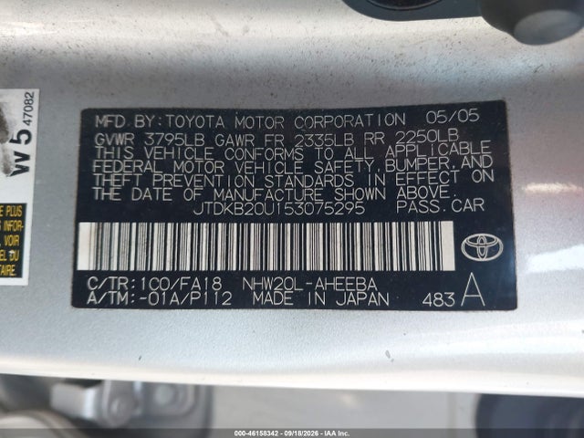 46158342 :رقم المزاد ، JTDKB20U153075295 vin ، 2005 Toyota Prius مزاد بيع
