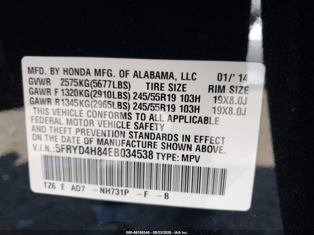 Продаж на аукціоні авто 2014 Acura Mdx Advance Pkg W/entertainment Pkg, vin: 5FRYD4H84EB034538, номер лоту: 46158346
