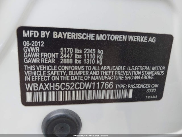 46158349 :رقم المزاد ، WBAXH5C52CDW11766 vin ، 2012 Bmw 528i Xdrive مزاد بيع