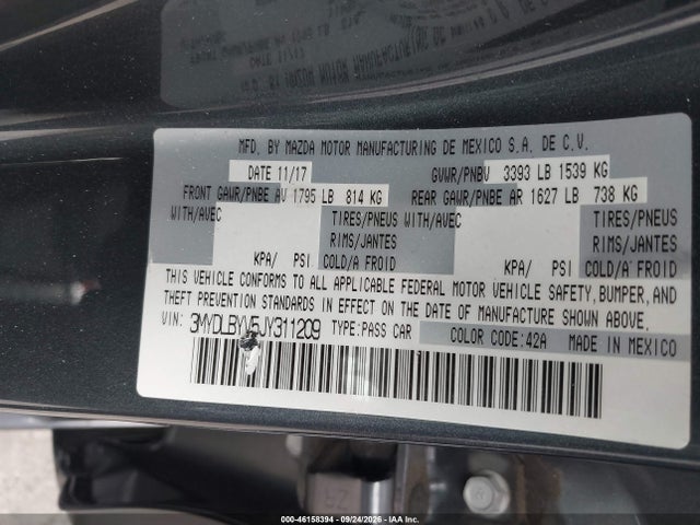 3MYDLBYV5JY311209 Toyota YARIS IA