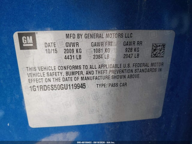 Chevrolet Volt Premier 2016 1G1RD6S50GU119945 Image 9